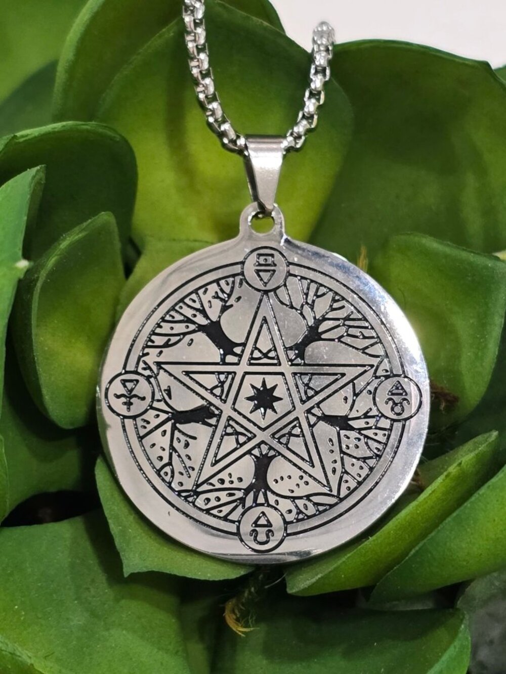 Pentacle Tree of Life Pendant ✦ Stainless Steel ✦ Witchy Alt Mystic Necklace